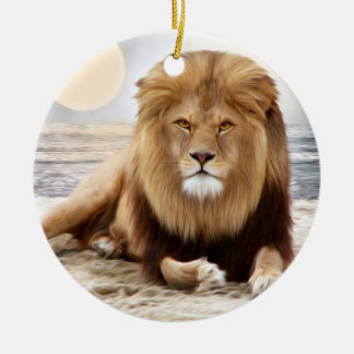 Lion Ocean Photo Paint Ceramic Ornament