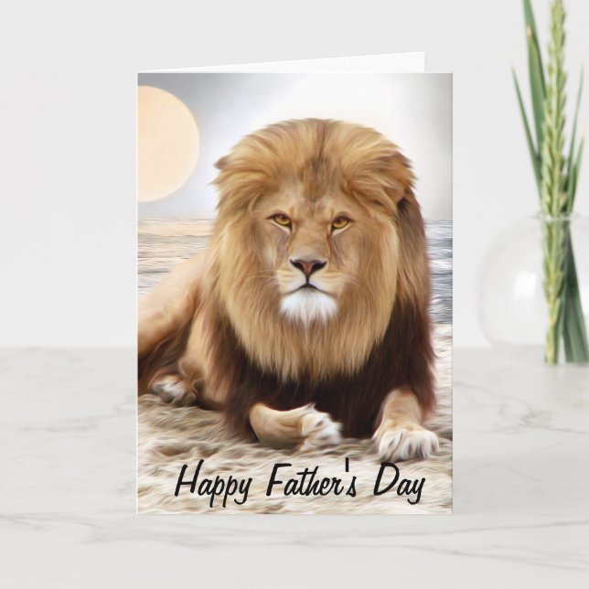 Lion Ocean Photo Paint Happy Father's Day Card (Front)