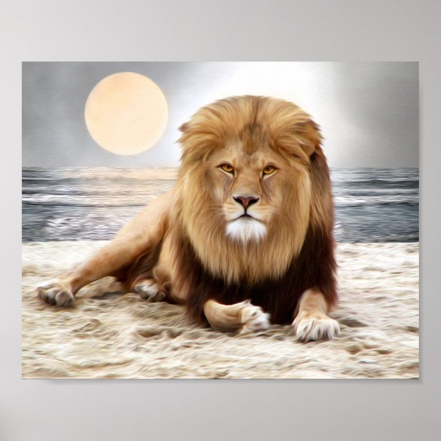 Lion Ocean Photo Paint Poster (Front)