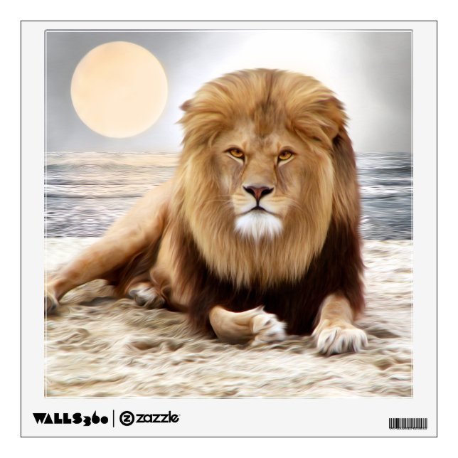 Lion Ocean Photo Paint Wall Decal (Front)