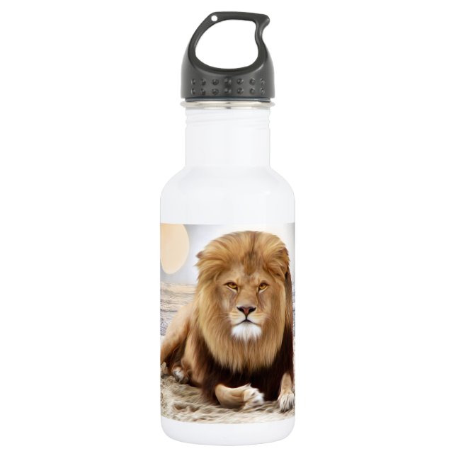 Lion Ocean Photo Paint Water Bottle (Front)