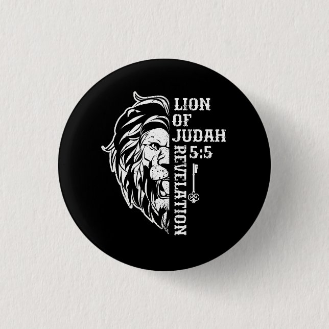 Lion of Judah 5 5 Christian Graphic Design Christi Button (Front)
