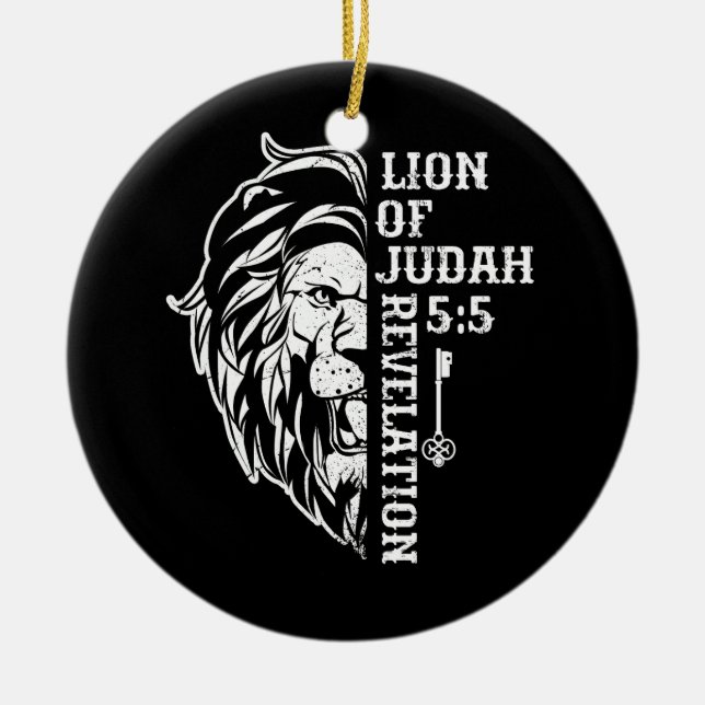 Lion of Judah 5 5 Christian Graphic Design Christi Ceramic Ornament (Front)