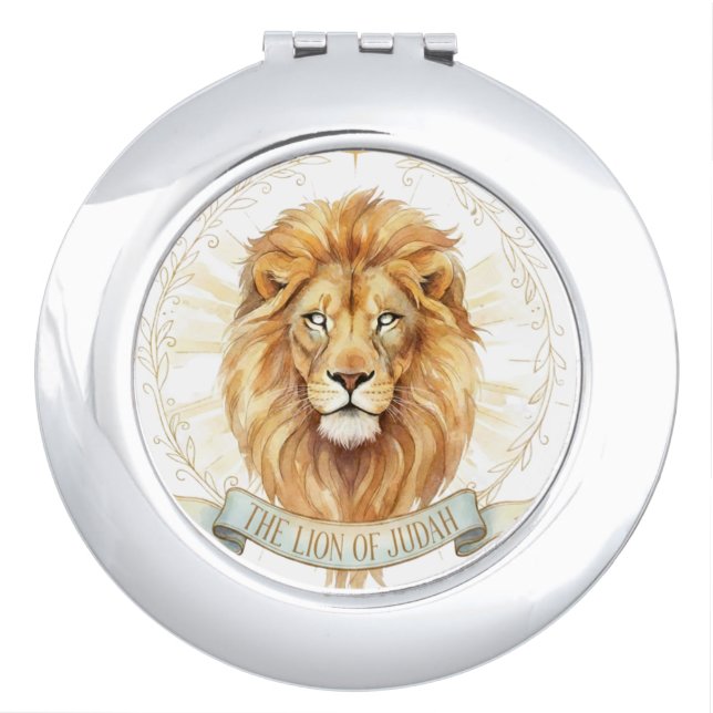 Lion of Judah Biblical Watercolor Compact Mirror - (Front)
