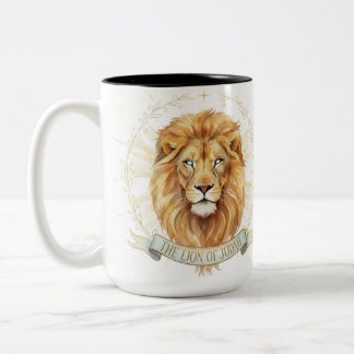 Lion of Judah Biblical Watercolor Two-Tone Mug