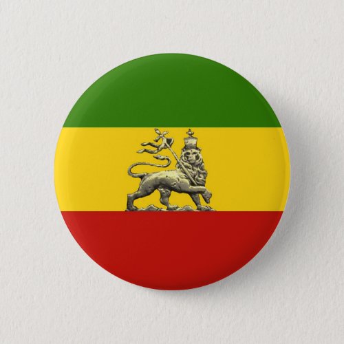 Lion of Judah Button Rastafarian Reggae Colors