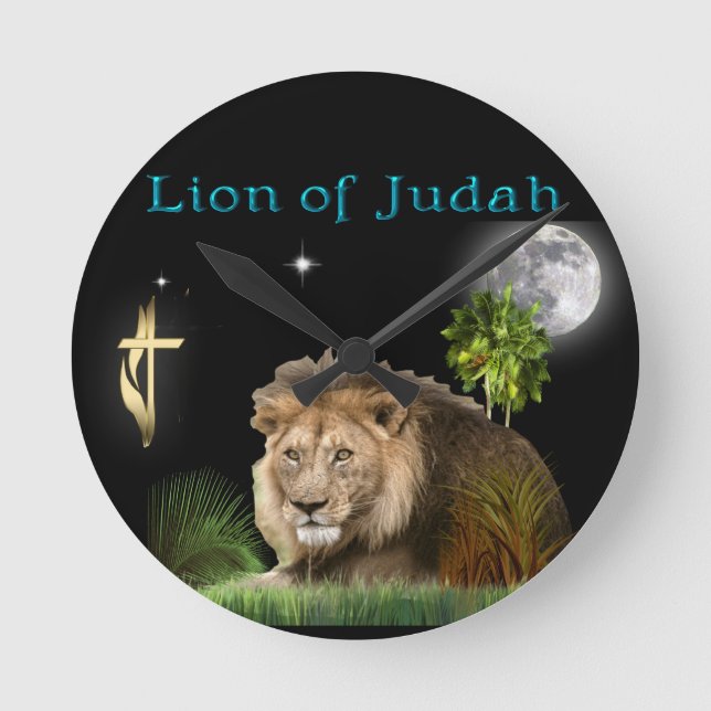 Lion of Judah Christian gifts and clothing Round Clock (Front)