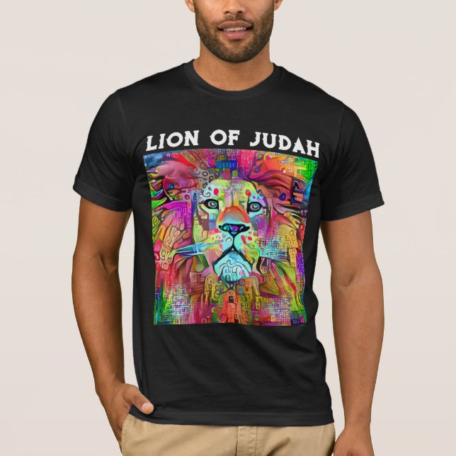 LION OF JUDAH COLORFUL CHRISTIAN T-SHIRT (Front)