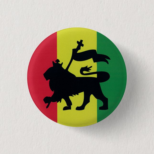 Lion of Judah Empire Ethiopia Rasta Reggae Roots B Button (Front)