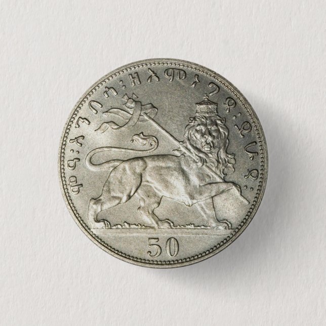 Lion of Judah Empire Ethiopia Rasta Reggae Roots Button (Front)