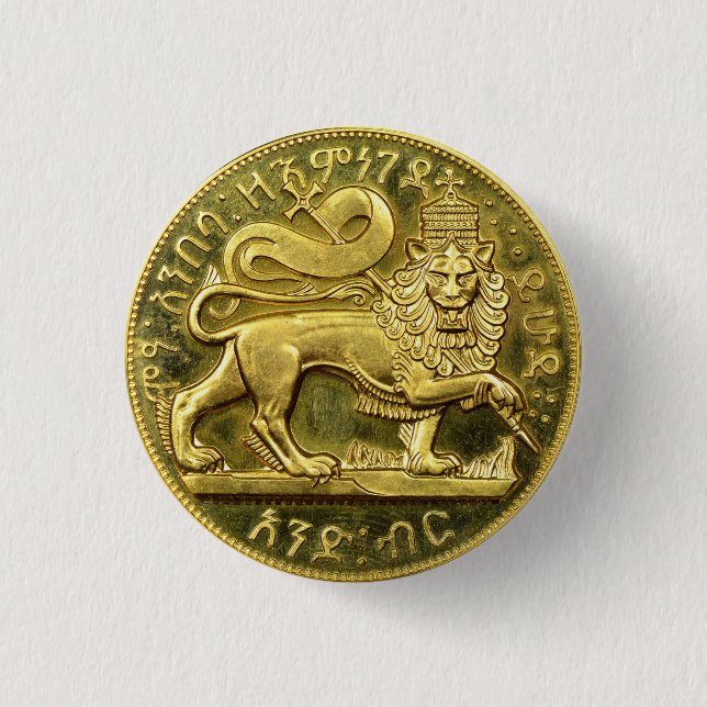 Lion of Judah Empire Ethiopia Rasta Reggae Roots Button (Front)