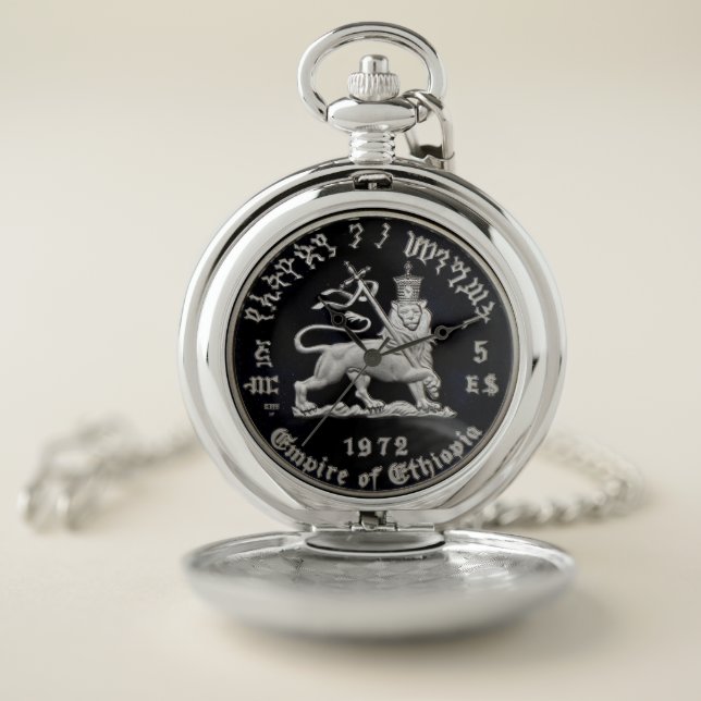 Lion of Judah Empire of Ethiopia Reggae Rastafari Pocket Watch (Inside)