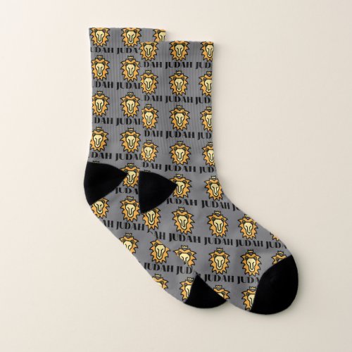 Lion Of Judah Faith Based Gray All_Over Socks