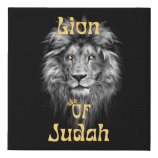 Lion Of Judah Golden Bold Crown Canvas Art