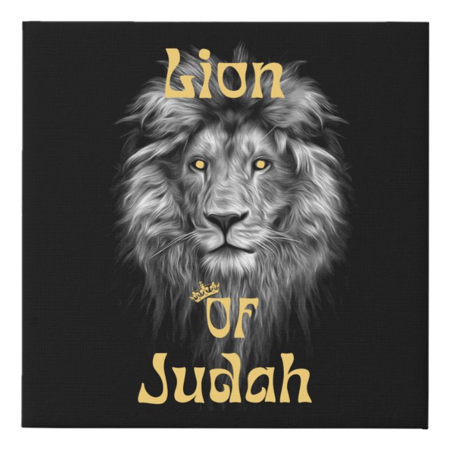 Lion Of Judah Golden Bold Crown Canvas Art (Front)