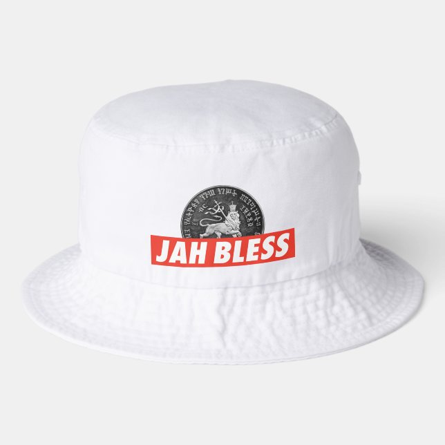 Lion of Judah Haile Selassie Jah Bless Bucket Hat (Front)