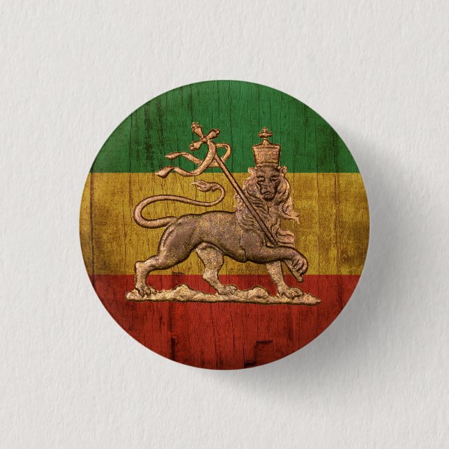 Lion of Judah - Haile Selassie - Rastafari Button (Front)