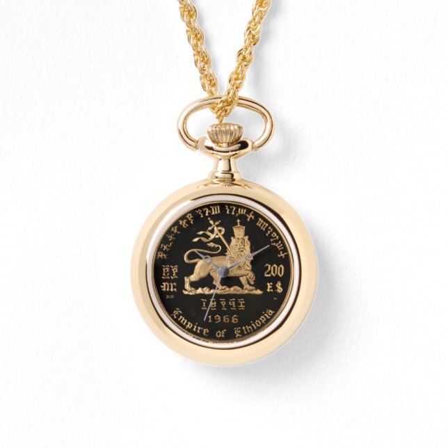 Lion of Judah Haile Selassie Rastafari Gold Watch  (Front)