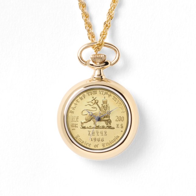 Lion of Judah Haile Selassie Rastafari Gold Watch  (Front)