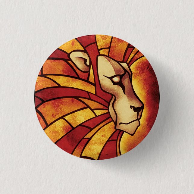 Lion of Judah - Haile Selassie - Rastafari Sticker Pinback Button (Front)