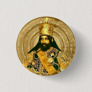 Lion of Judah Jah Army Haile Selassie Rasta Roots Button