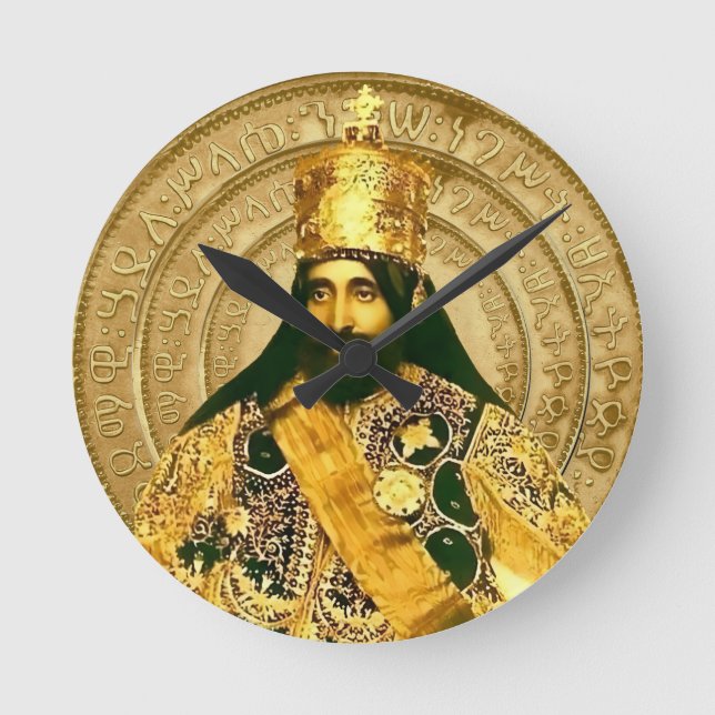 Lion of Judah Jah Army Haile Selassie Rasta Roots Round Clock (Front)