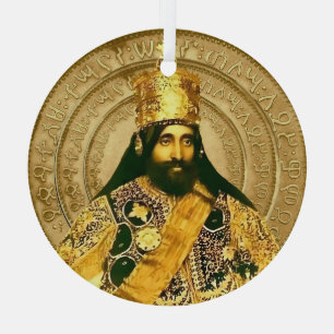 Lion of Judah Jah Army Haile Selassie Rasta Xmas Glass Ornament