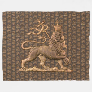 Lion of Judah Jah Army INI Haile Selassie Rasta Fleece Blanket