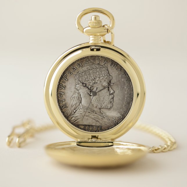 Lion of Judah Jah Army Menelik II Rasta Roots Pocket Watch (Inside)