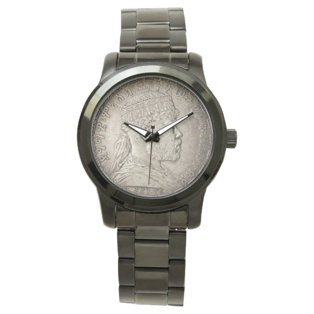 Lion of Judah Jah Army Menelik II Rasta Roots Watch (Front)