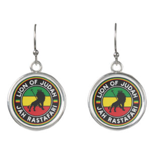 Lion of Judah Jah Rastafari Rasta Reggae INI Roots Earrings