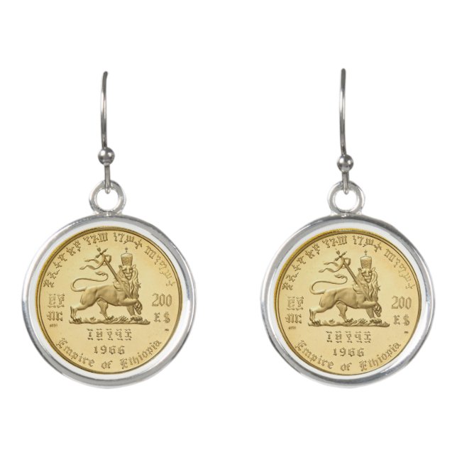 Lion of Judah Jah Rastafari Rasta Reggae INI Roots Earrings (Front)