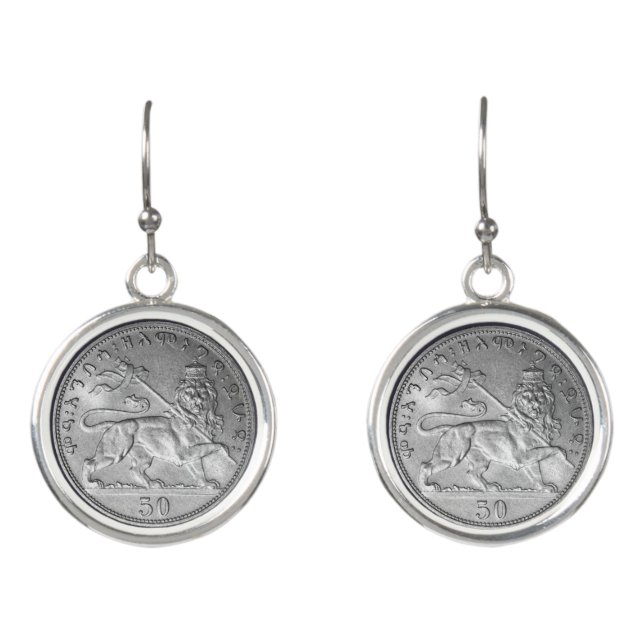 Lion of Judah Jah Rastafari Rasta Reggae INI Roots Earrings (Front)