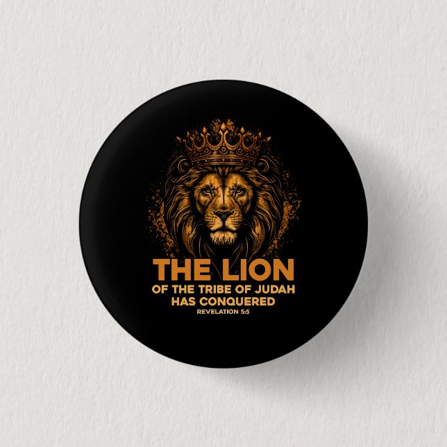 Lion Of Judah Jesus Bible Verse Christian Revelati Button (Front)