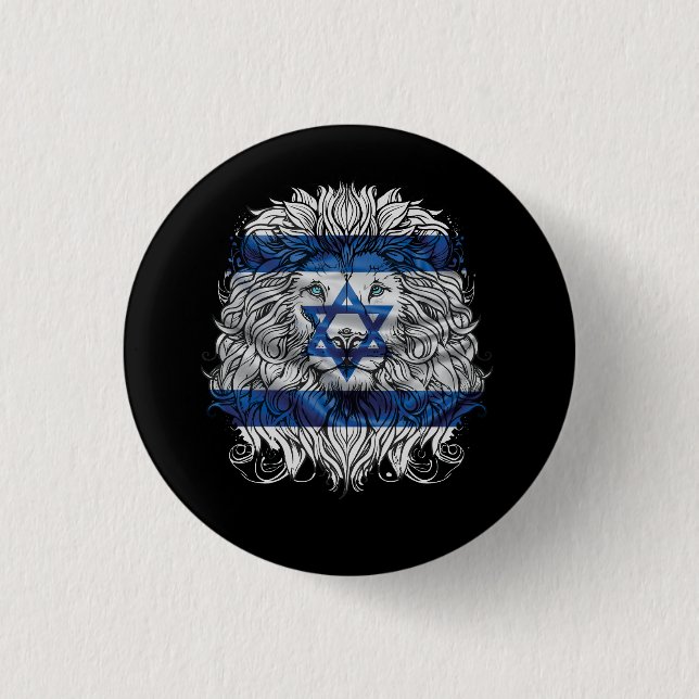 Lion Of Judah Jewish Pride Israel Flag Jerusalem H Button (Front)