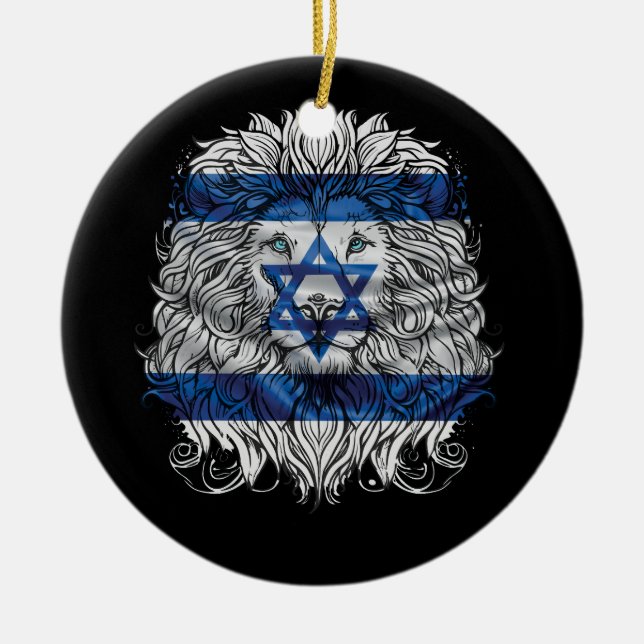 Lion Of Judah Jewish Pride Israel Flag Jerusalem H Ceramic Ornament (Front)