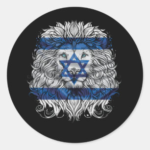 Lion Of Judah Jewish Pride Israel Flag Jerusalem H Classic Round Sticker
