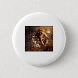 Lion Of Judah Lamb God Cross Jesus Light God Button