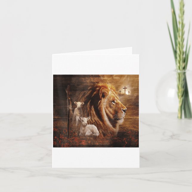 Lion Of Judah Lamb God Cross Jesus Light God  Card (Front)