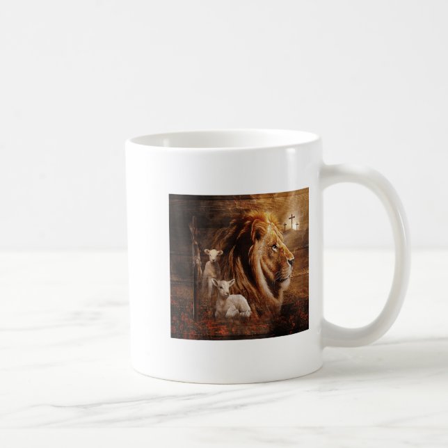 Lion Of Judah Lamb God Cross Jesus Light God  Coffee Mug (Right)