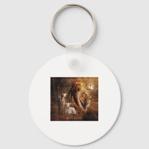 Lion Of Judah Lamb God Cross Jesus Light God Keychain