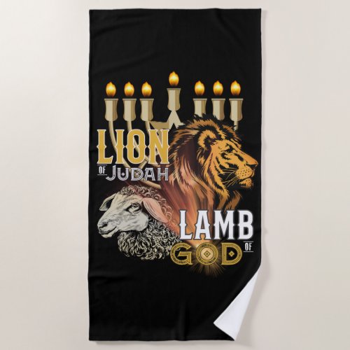 Lion Of Judah Lamb Of God Beach Towel