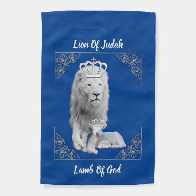 Lion Of Judah & Lamb Of God Outdoor Garden Flag (Front)