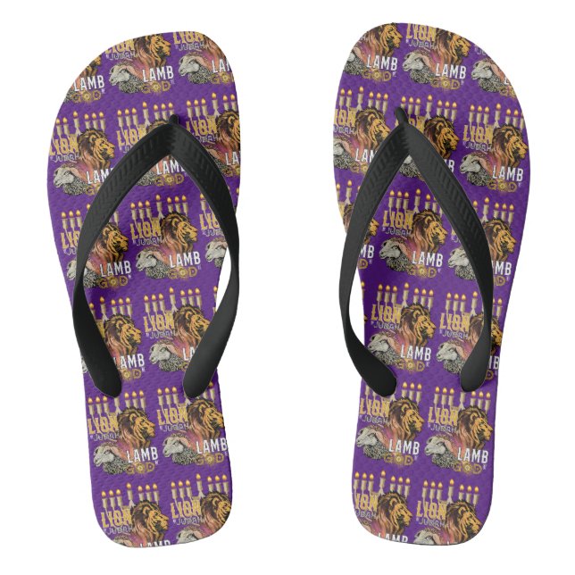 Lion Of Judah Lamb Of God Purple Unisex Flip Flops (Footbed)