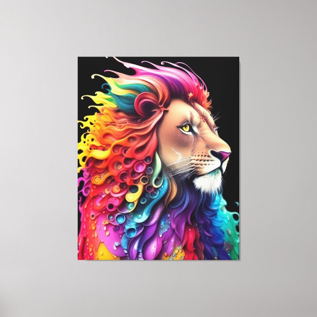 Lion of Judah Majestic Colorful Vibrant Christian Canvas Print (Front)