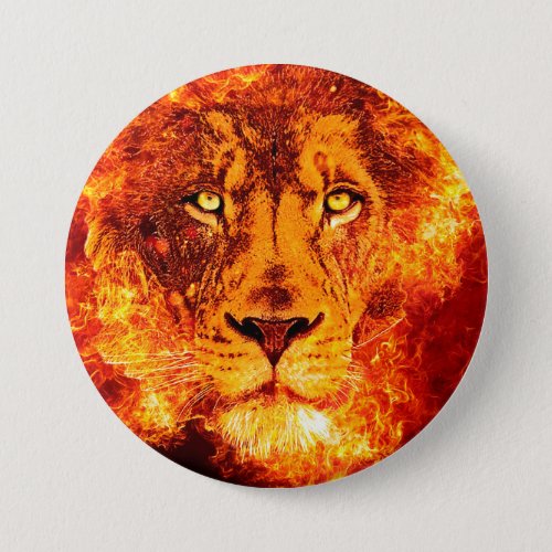Lion of Judah on Fire Medium Button