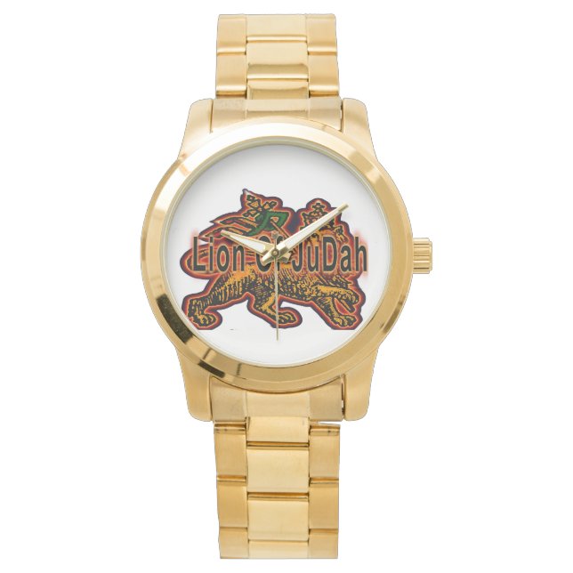 Lion of Judah Oversized Gold Bracelet Watch (Front)