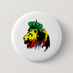 Lion Of Judah Rasta Button
