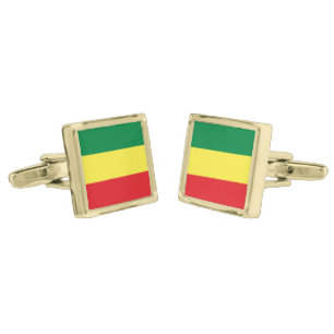 Lion of Judah Rasta Jah Rastafari Reggae Gold Cufflinks