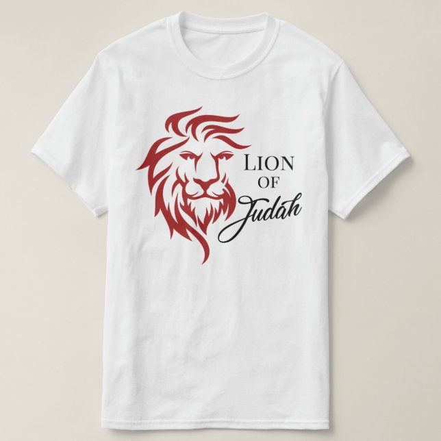 Lion of Judah Red Black Christian Biblical T-Shirt (Design Front)
